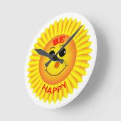 幸せである ラウンド壁時計 (傾斜)