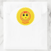 幸せである 楕円形シール (バッグ)