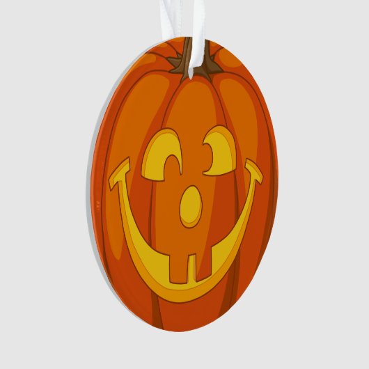 幸せでおっちょこちょいのなハロウィーンのカボチャのちょうちんハロウィンのカボチャ顔 オーナメント (正面)