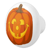 幸せでおっちょこちょいのなハロウィーンのカボチャのちょうちんハロウィンのカボチャ顔 セラミックノブ (右)