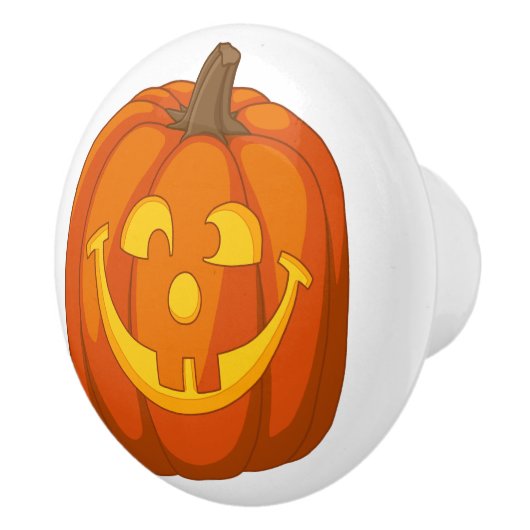 幸せでおっちょこちょいのなハロウィーンのカボチャのちょうちんハロウィンのカボチャ顔 セラミックノブ (右)