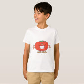 幸せでお茶目なトマトのキャラクター Tシャツ (正面フル)