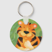 幸せでかわいいウィムシー虎の動物のアートキーリング キーホルダー (正面)