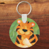 幸せでかわいいウィムシー虎の動物のアートキーリング キーホルダー (正面)