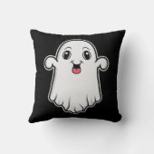 幸せでかわいいキャラクター幽霊 ハロウィン モノクロ クッション (裏面)