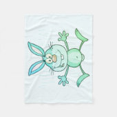 幸せでかわいいバニーウサギのグラフィック フリースブランケット (正面)