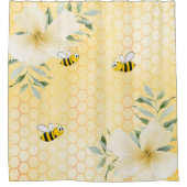 幸せでかわいいバンブルビーイエローハニカム甘い シャワーカーテン (正面)