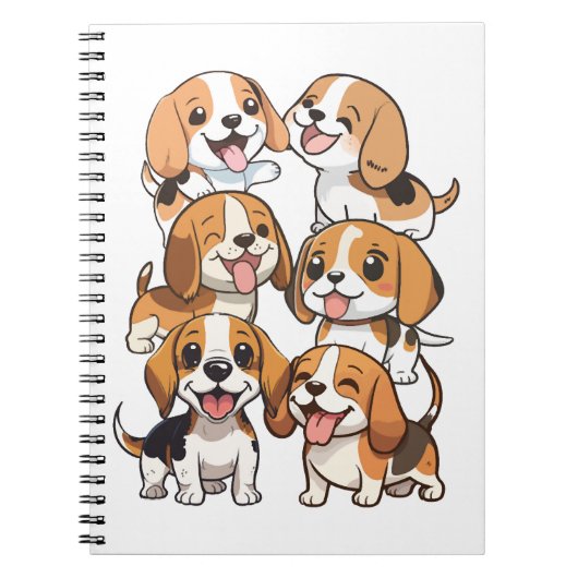 幸せでかわいいビーグル犬 ノートブック (正面)