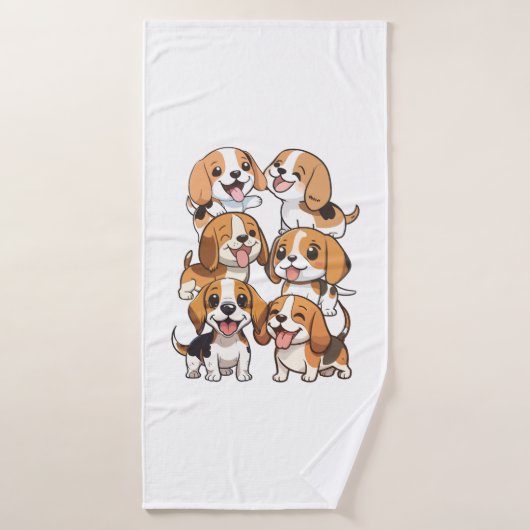 幸せでかわいいビーグル犬 バスタオル (バスタオル)