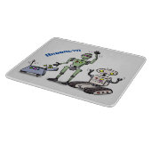 幸せでかわいいロボット三色漫画 カッティングボード (角)