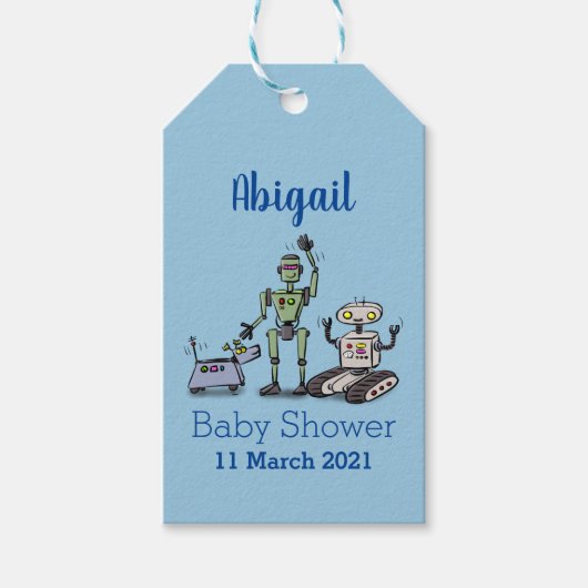 幸せでかわいいロボット三色漫画 ギフトタグ (正面)