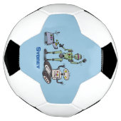 幸せでかわいいロボット三色漫画 サッカーボール (回転)