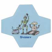 幸せでかわいいロボット三色漫画 サッカーボール (フラット)