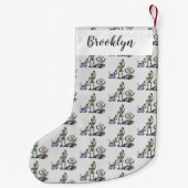 幸せでかわいいロボット三色漫画 スモールクリスマスストッキング (裏面)