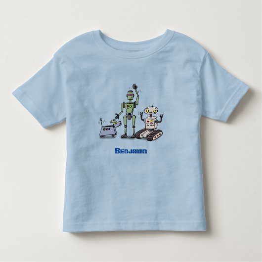 幸せでかわいいロボット三色漫画 トドラーTシャツ (正面)