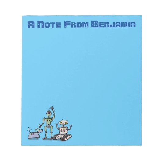 幸せでかわいいロボット三色漫画 ノートパッド (正面)