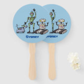 幸せでかわいいロボット三色漫画 ハンドファン (正面&裏面)