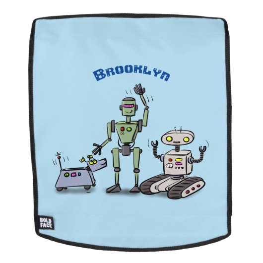 幸せでかわいいロボット三色漫画 バックパック (取り外し可フェース)