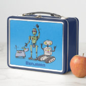 幸せでかわいいロボット三色漫画 メタルランチボックス (インサイチュ)