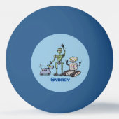 幸せでかわいいロボット三色漫画 卓球ボール (裏面)