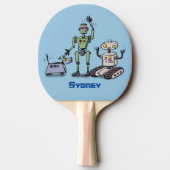 幸せでかわいいロボット三色漫画 卓球ラケット (裏面)