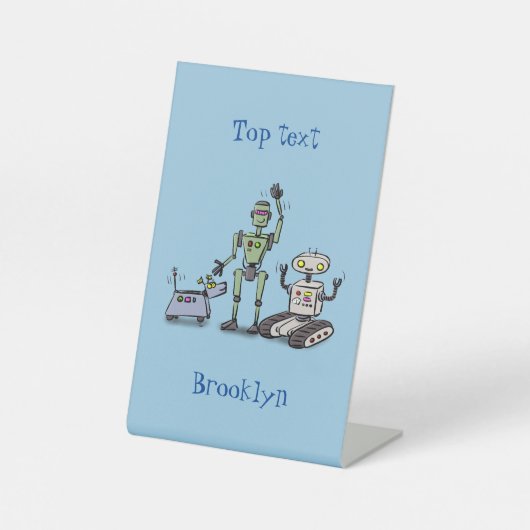 幸せでかわいいロボット三色漫画 台座サイン (正面)