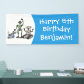 幸せでかわいいロボット三色漫画 横断幕 (トレードショー)