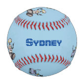 幸せでかわいいロボット三色漫画 野球ボール (裏面)