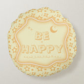 幸せでかわいい小さな星のパターン丸い枕 ラウンドクッション (裏面)