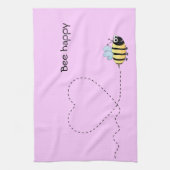 幸せでかわいい蜂の漫画のしゃれのピンク キッチンタオル (縦)