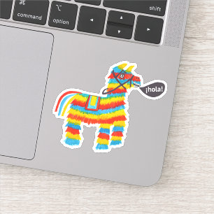 幸せでカラフルなburroのpiñataは言います"hola "を シール