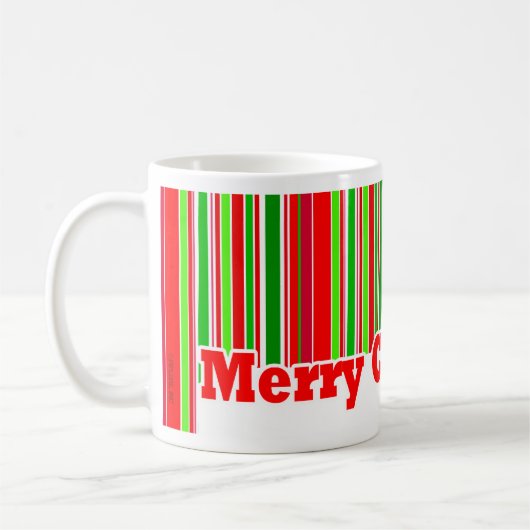 幸せでストライプなメリークリスマスのマグ コーヒーマグカップ (左)