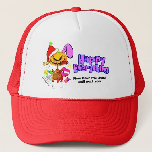 幸せで休日幸せな何でも幸せすべて キャップ (正面)