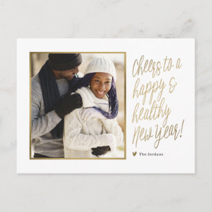 幸せで健康的な新年の写真ポストカード シーズンポストカード