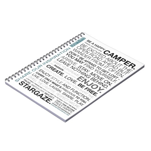 幸せで刺激を受けたなキャンピングカーのためのギフト項目 ノートブック (左側)