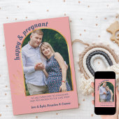 幸せで妊娠中の写真金ゴールドアーチ妊娠 案内状