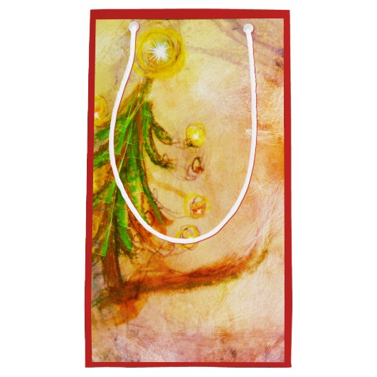 幸せで小さいクリスマスツリーのギフトバッグ スモールペーパーバッグ (正面)