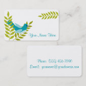 幸せで小さく青い鳥及び緑の葉のテレホンカード コーリングカード (正面/裏面)