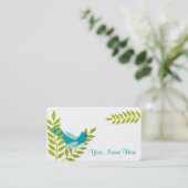 幸せで小さく青い鳥及び緑の葉のテレホンカード コーリングカード (スタンド正面)