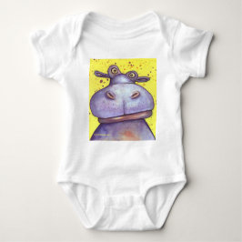 幸せで幸せなカバ ベビーボディスーツ