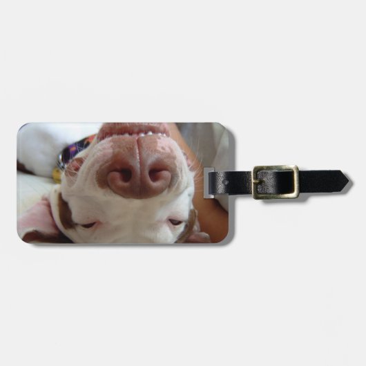 幸せで幸せな犬のカスタマイズ可能な荷物のラベル ラゲッジタグ (正面横)