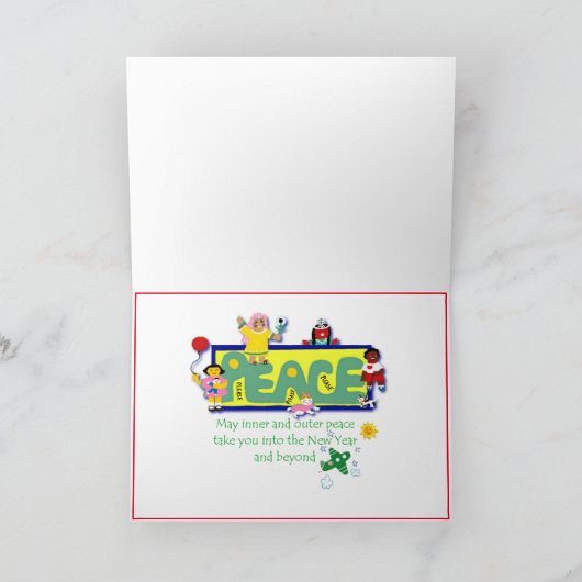 幸せで新しい賛成を望んでいる多文化の子供 シーズンカード (内部)