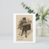 幸せで新しいYearIrish郵便男の子 シーズンポストカード (スタンド正面)