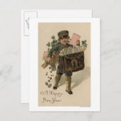 幸せで新しいYearIrish郵便男の子 シーズンポストカード (正面/裏面)
