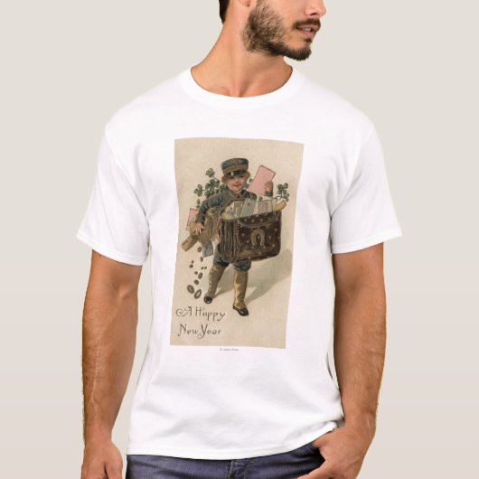 幸せで新しいYearIrish郵便男の子 Tシャツ (正面)