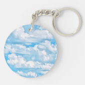 幸せで明るい雲の青の背景 キーホルダー (裏面)
