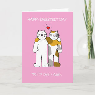 幸せで最も甘い日、叔母さんの漫画猫 カード