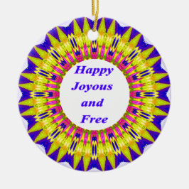 幸せで楽しく自由な書デザイン セラミックオーナメント