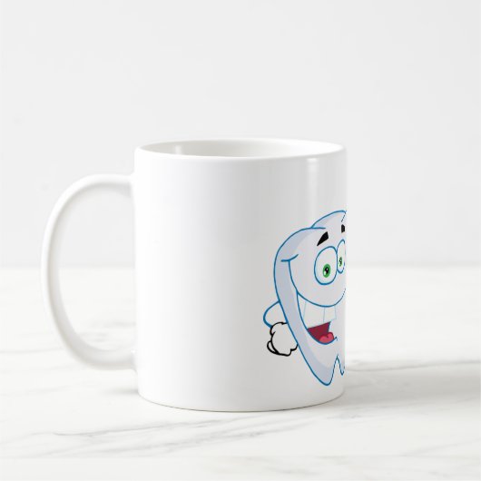 幸せで白い歯のマグ コーヒーマグカップ (左)
