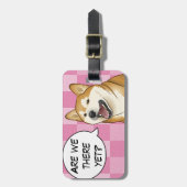 幸せで赤い柴犬犬のカスタマイズ可能な荷物のラベル ラゲッジタグ (正面縦)